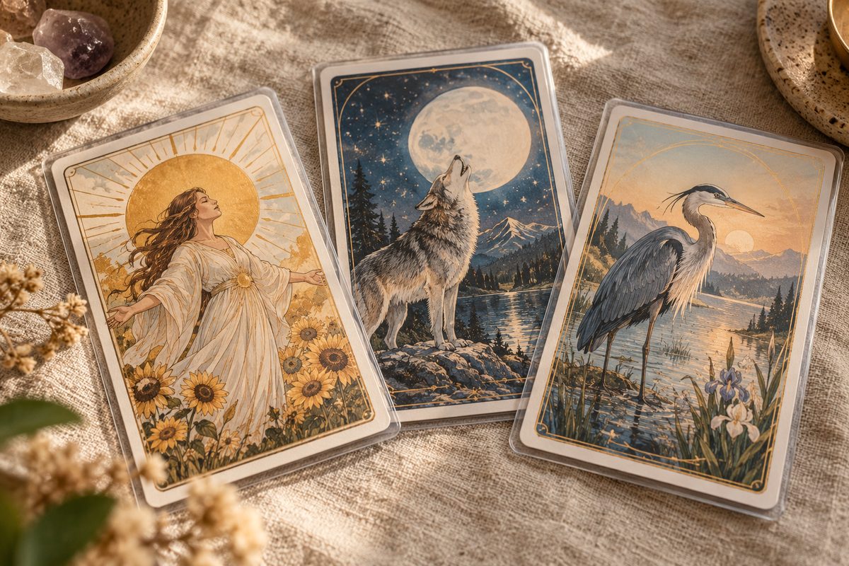 Large format 70x120mm tarot archival card sleeves protecting illustrated cards